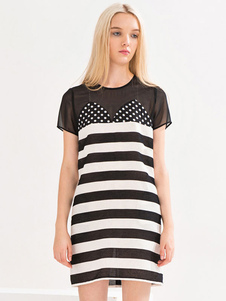 Multicolor Shift robe rayures robe Polyester imprimée