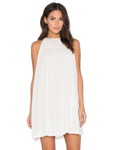 Robe blanche découpe dentelle robe en mousseline de soie