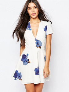 Coupe-bas robe blanc imprimer découper robe Polyester