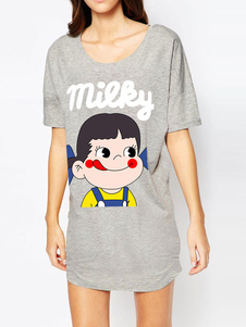 Maj gris Cartoon lettres impression Polyester robe