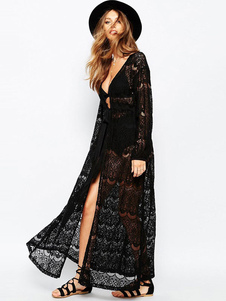 Couvercle noir Split dentelle Polyester couvercle vers le haut pour les femmes