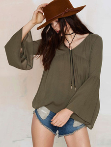 Hunter Green chemisier surdimensionné Blouse Polyester pour les femmes