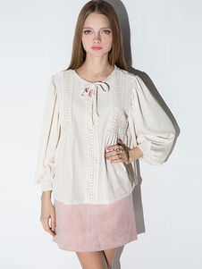 Chemisier blanc Bow lacets Polyester Blouse pour femmes