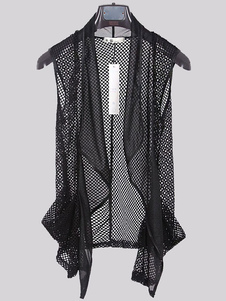 Gilet noir coupé Net coton Blend Cardigan pour hommes