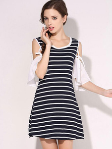 Robe courte noire Cold-Shoulder coton robe