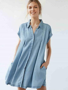 Robe chemise bleu robe Denim Chic