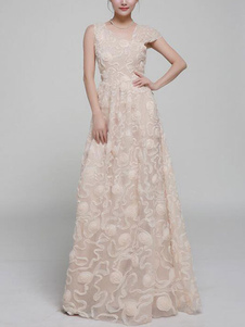 Abricot Maxi robe Slim Fit Organza robe