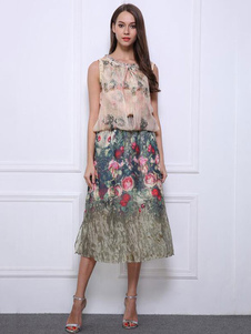 Robe de plage de mousseline de soie imprimé Floral multicolore Maj