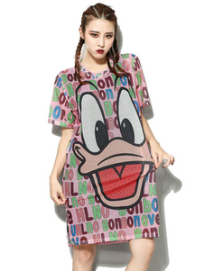 Multicolor Shift robe Cartoon Animal imprimer robe d’été