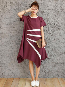 Acajou Shift robe imprimé asymétrique en coton robe lin