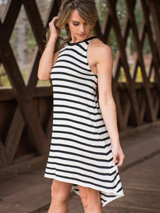 Robe Maxi bicolore rayures impression haut/bas robe Chic