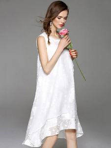 Robe blanche haut/bas coton robe