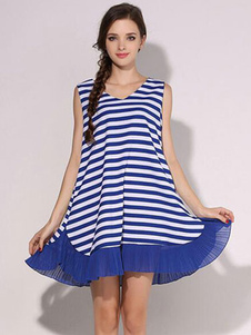 Maj bicolore robe rayures robe en mousseline de soie imprimée