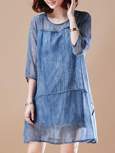 Blue Shift robe semi Sheer en mousseline de soie robe