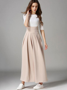 Porte-jarretelles abricot pantalons jambes larges Jumpsuit en mousseline de soie pour les femmes