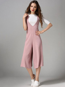 Combinaison rose jambe large combinaison Spandex pour femmes