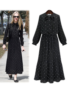 Polka Dot Maxi impression Flare robe noire