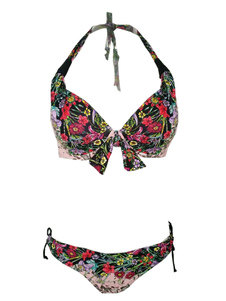 Bikini multicolore Halter bretelles impression synthétique maillot de bain