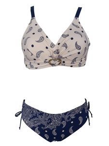 Bikini multicolore lacets impression sangles synthétique maillot de bain pour femmes