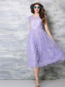 Purple robe Maxi dentelle perlée Slim Fit robe