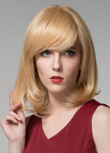 Or Bangs cheveu perruque frisée moyenne perruque pour femme