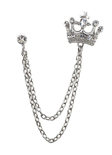 Broche chaîne Couronne en métal Strass pour femmes