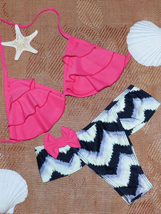 Bikini multicolore Ruffles maillot de Polyester impression sangles