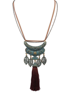 Leaf multicolore Fringe Collier Collier métal Bohème pour femme