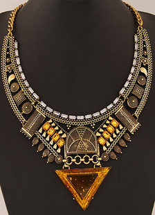 Or en couches collier strass collier en métal pour les femmes