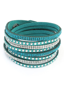 Rouge en couches Bracelet strass simili cuir Bracelet pour les femmes