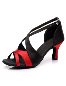Danse latine bicolore sandales sangles salle de bal Satin talons