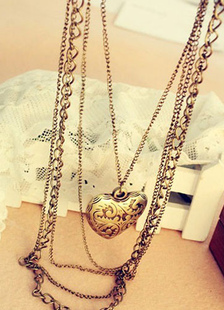 Or en couches collier métal Collier coeur forme pour femmes