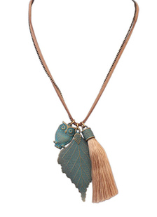 Leaf multicolore Fringe collier Chic simili cuir collier pour femme