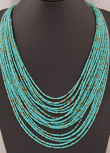 Bleu en couches hiérarchisé Collier Collier en métal en plastique pour les femmes