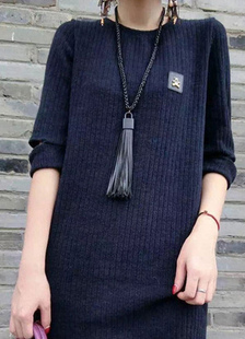 Frange noire collier Faux cuir collier pour femme