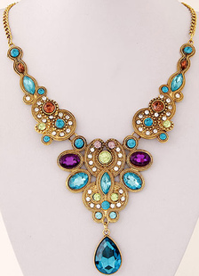 Collier en métal strass collier multicolore pour femmes