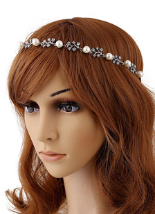 Chaîne de perles strass argent bandeau cheveux accessoires en métal