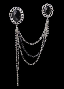 Frange chaîne broche en métal Strass pour femmes