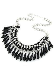 Collier en métal noir déclaration collier frange pour femmes