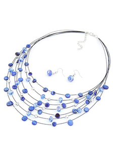 Multicolor couches collier cristal métal bijoux ensemble pour les femmes