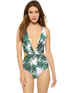 Multicolor Monokini feuille imprimer découper Polyester maillot de bain