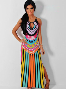 Maxi robe multicolore Floral imprimé Polyester robe