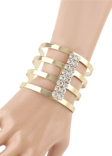 Bracelet en or en couches découpe Bracelet Métal Strass pour femmes