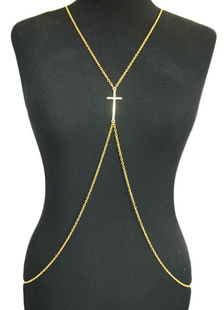 Chaîne d’or corps Croix chaînes à maillons en alliage Bikini pour femmes