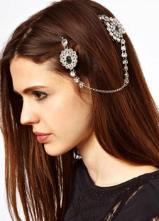 Argent strass épingle à cheveux chaîne métal cheveux accessoires