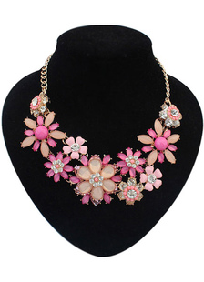 Collier multicolor fleurs strass collier en métal pour les femmes