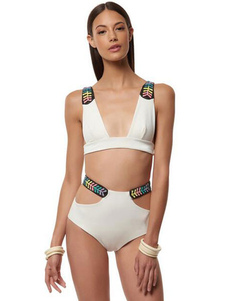 Bikini blanc coupé sangles Polyester maillot de bain pour femmes