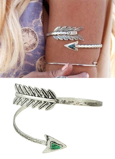 Flèche argent Bracelet Bracelet en métal en relief pour les femmes