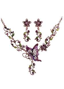 Déclaration collier papillon strass bijoux en métal fixé pour femmes