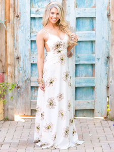 Robe dos nu l’été Long avec grandes fleurs laminoir